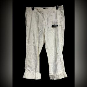 Calvin Klein Cream Animal Print Cropped Jeans Sz(12)
